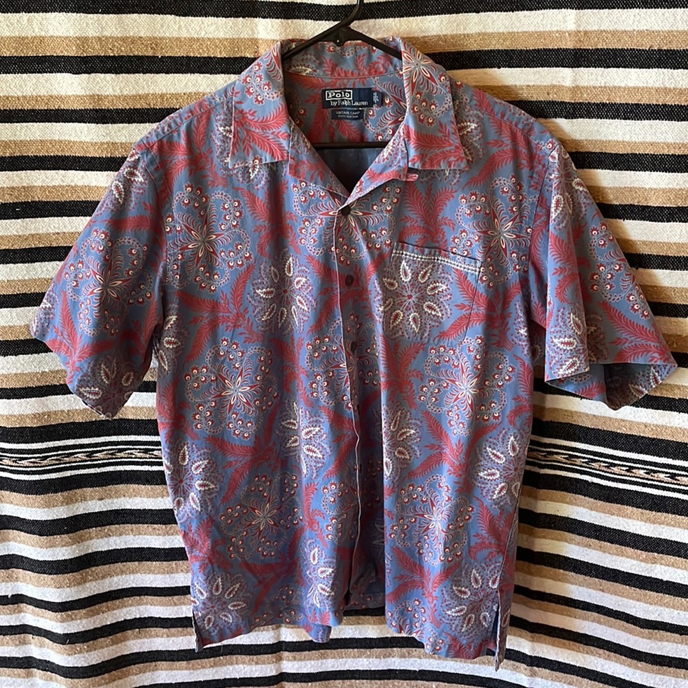 Polo by Ralph Lauren Men’s Paisley Short-Sleeve Button-Down, Large